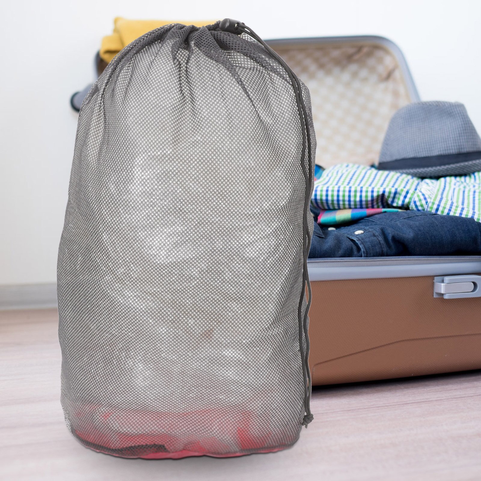침낭 보관 메쉬 여행 정리함 가방, 수하물 드로스트링 포장, 그물 나일론 큐브, 휴대용 오거나이저, 2 개